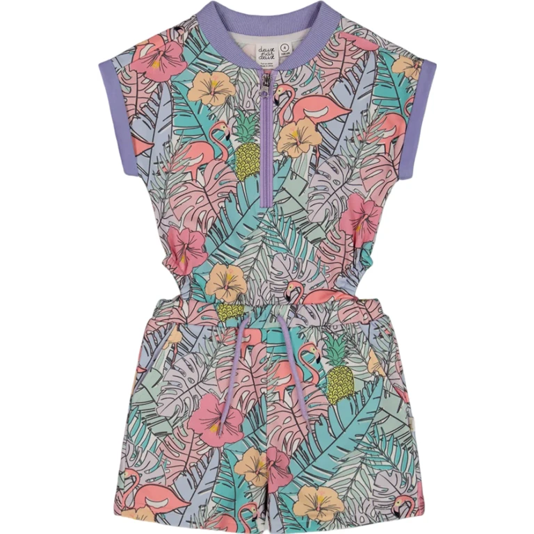 Printed French Terry Romper - Little Girl