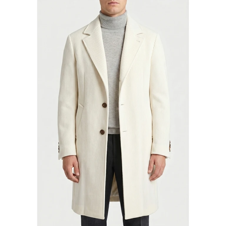 Off White Wool Tailored Coat