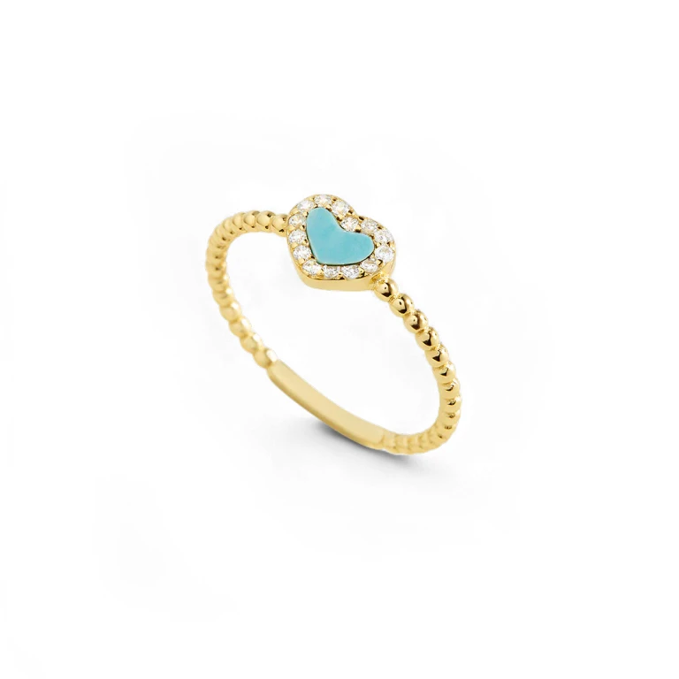 Tiny Gemstone Heart Stacking Ring