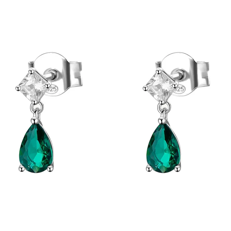 Fancy FLG113 Green Life Cubic Zirconia Silver Drop Earrings
