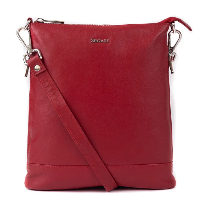 Women's Leather Shoulder Bag 9060 red