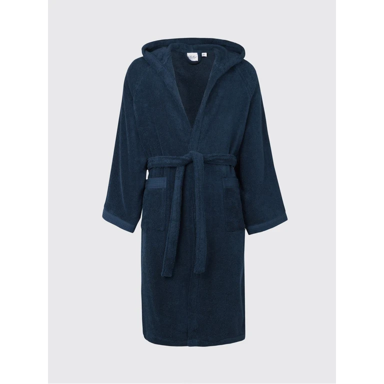 Fiocco Hooded Bathrobe in 400 gsm Cotton Terry (2025683BLU)