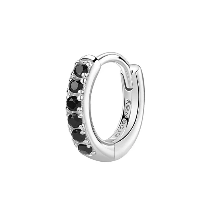 Fancy Mystery Black Silver Single Hoop Earring FMB84