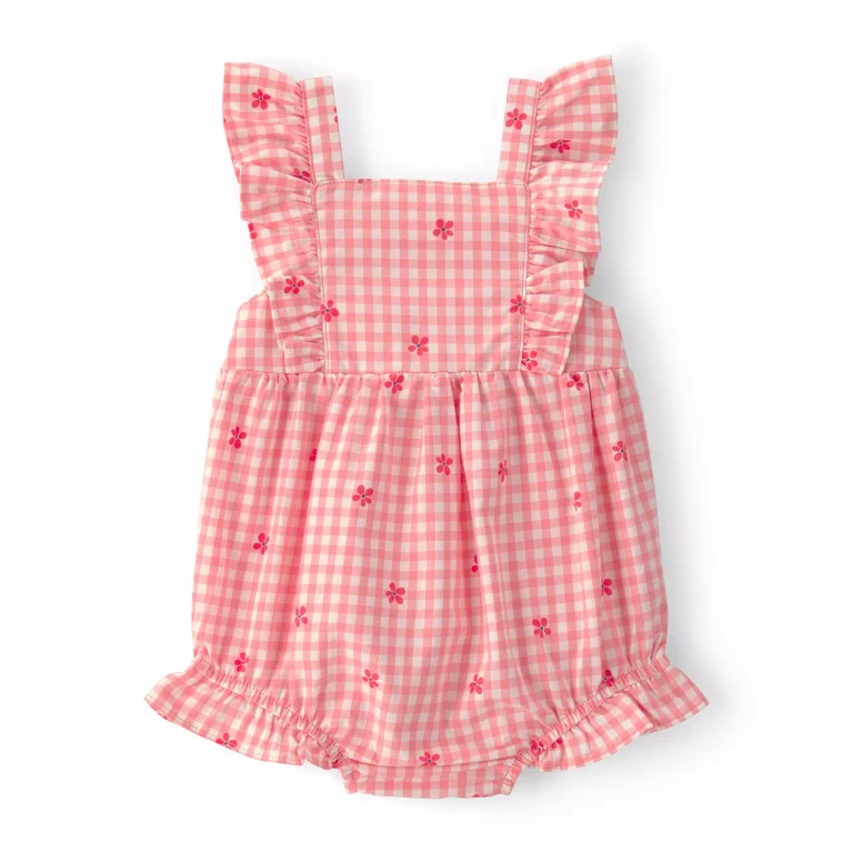 Girls Romper Coral 6M:- Coral, 6M