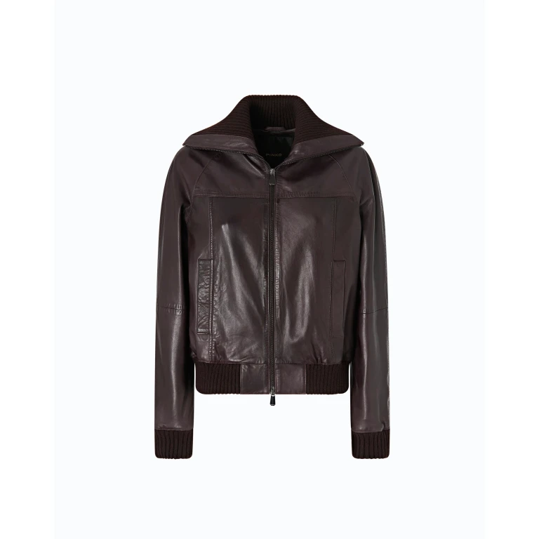 Bomber en cuir à col rabattable - 36
