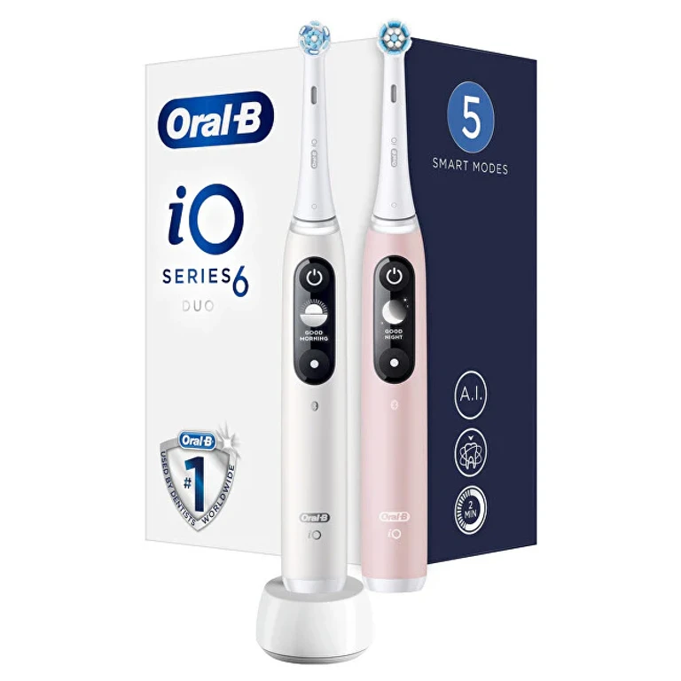 Electric Toothbrush Io6 Series Duo Pack White/Sandy Pink Extra Handle 2 Pieces