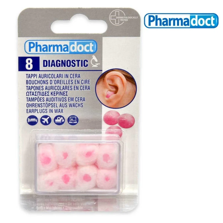 Pharmadoct wax caps + transparent container in 8-piece blister pack