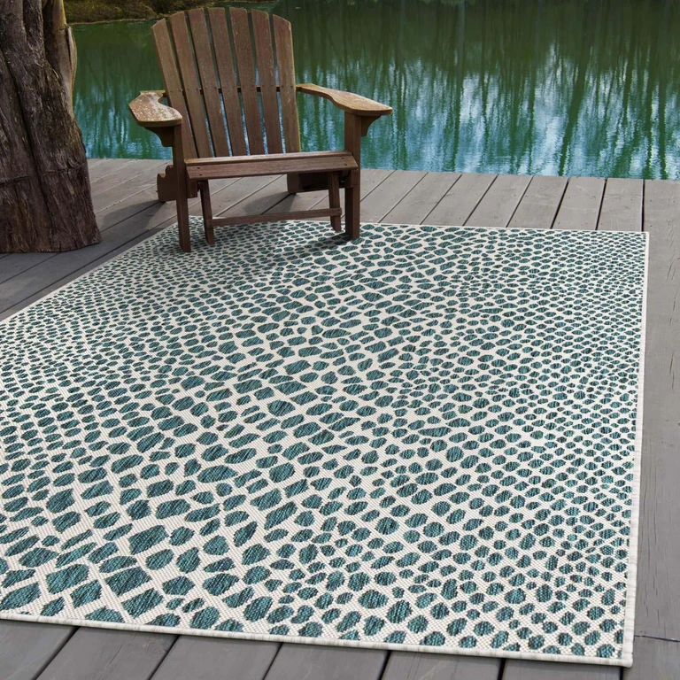 Cape Town Outdoor Rug:- Teal, 4' x 6'