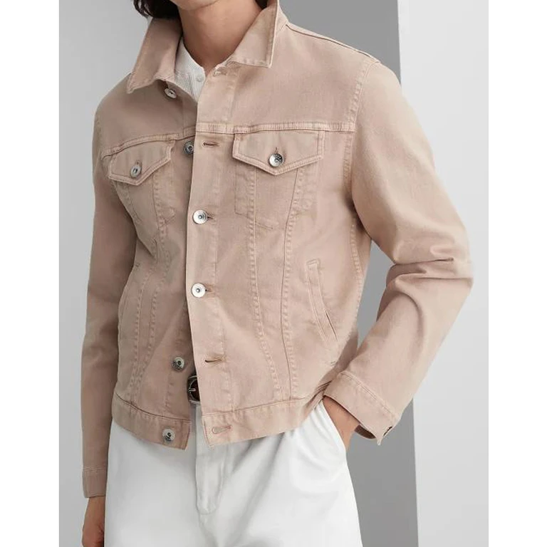 Beige Tailored Denim Jacket