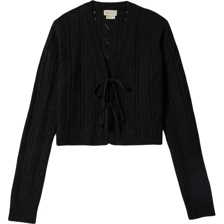 Cropped Pointelle Tie Cardigan - Women's