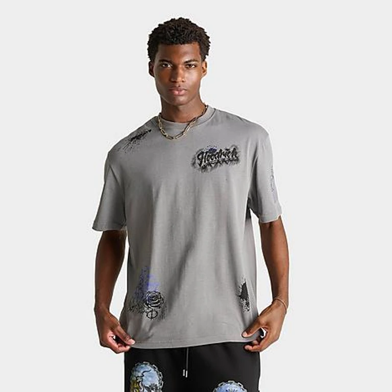 Hoodrich Men's Stade Doodles Graphic T-Shirt in Lava Smoke Size: Small