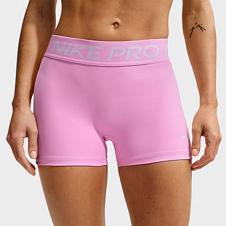 Nike Women's Pro Mid-Rise 3" Biker Shorts in Pink Rise/White Size: XS