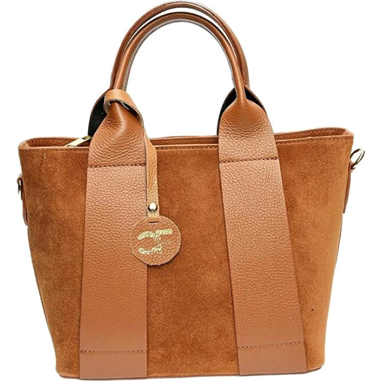 Women's Leather Handbag in cognac shade