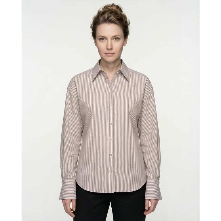 Camel Striped Relaxed Shirt
