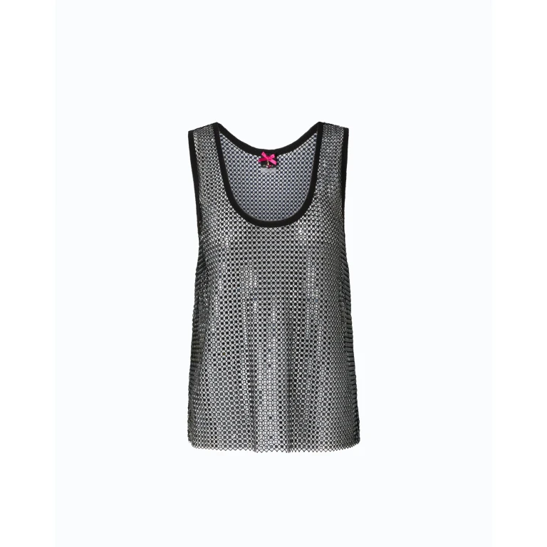 Débardeur en maille filet à strass - XS