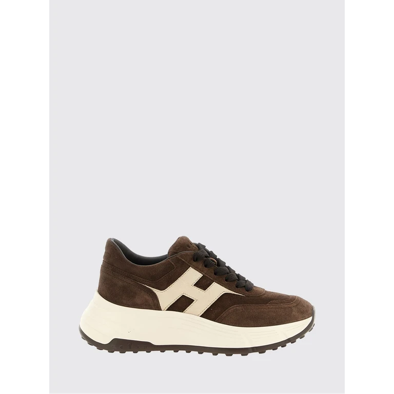 H669 Sneakers en veau et daim avec semelle épaisse
