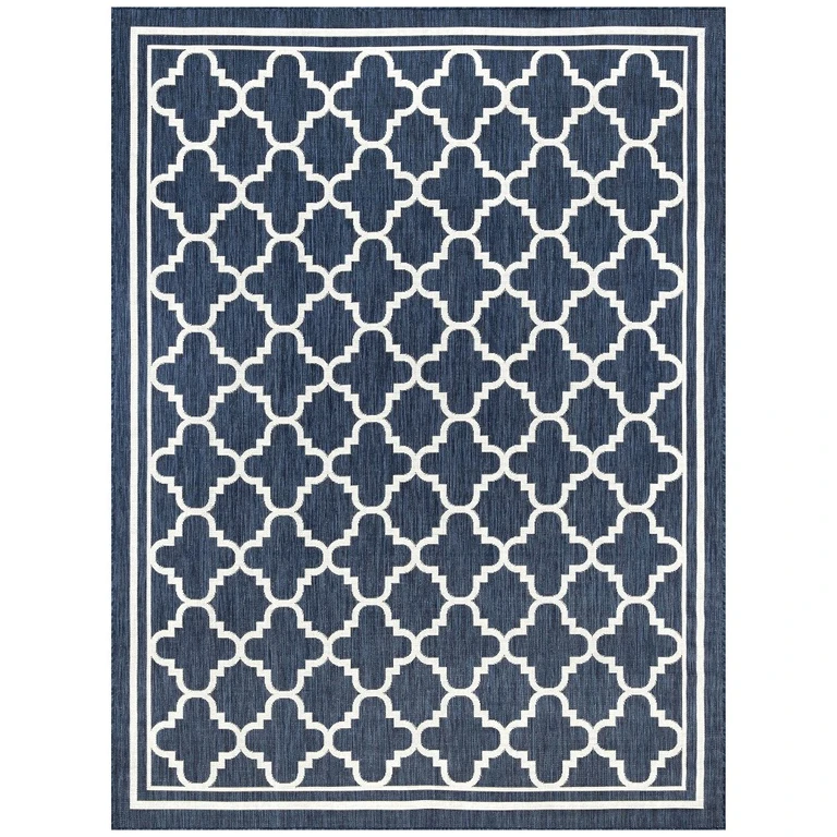 Shaila 9 x 12 Navy Blue Indoor-Outdoor Area Rug