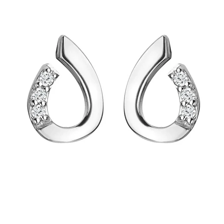 Elegant Silver Earrings With Diamonds Very Much Loved De729