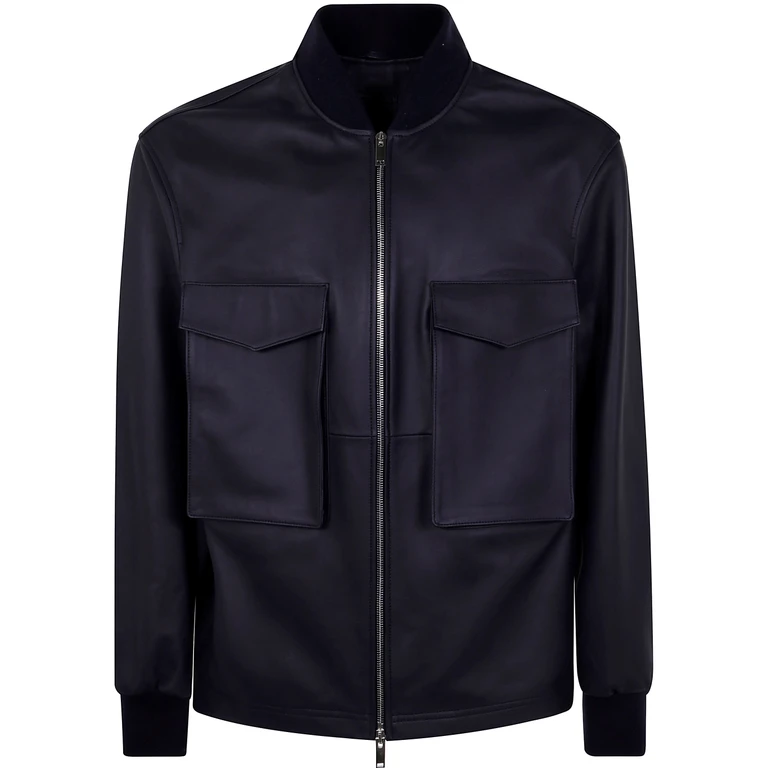 Leather Patch Pocket Bomber Jacket By Desa
