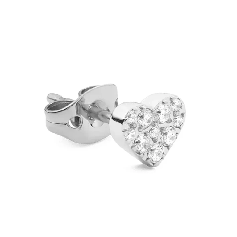 Single Earring in Steel Heart with Crystals Dw00400878