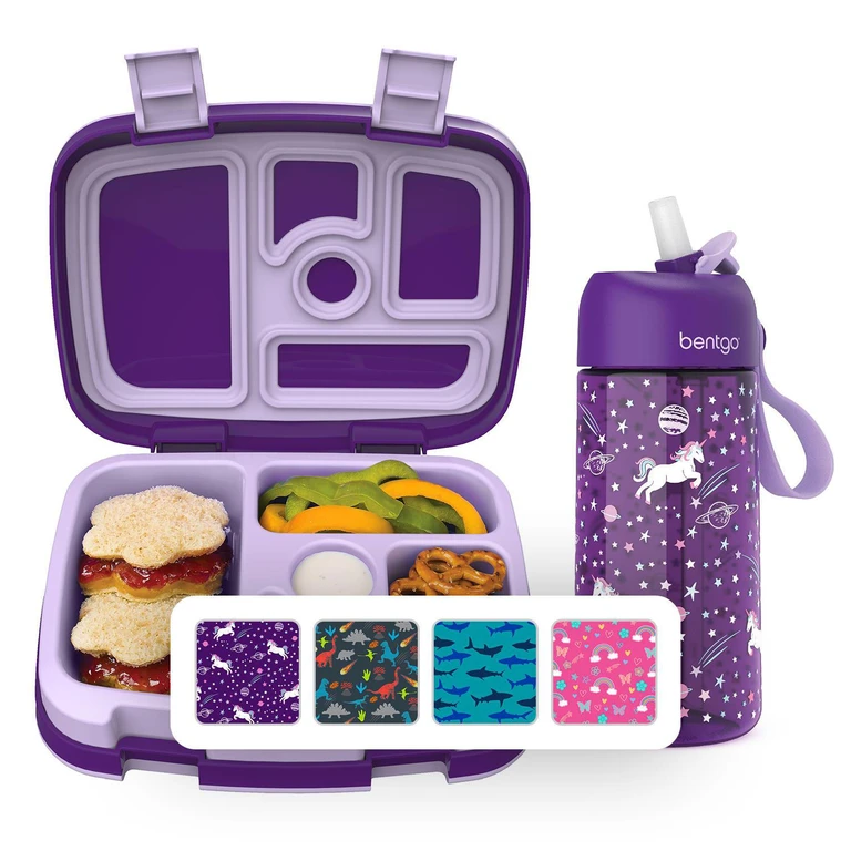 Kids Prints Lunch Box & Water Bottle Set (Unicorns):- Unicorns