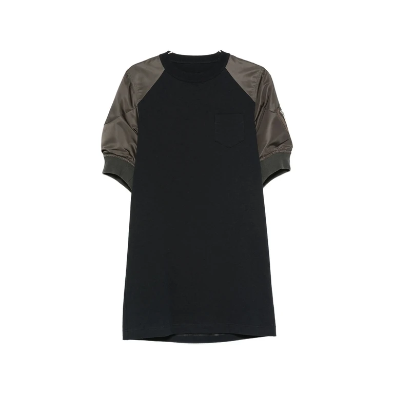 Panelled Puff-sleeve Mini T-shirt Dress