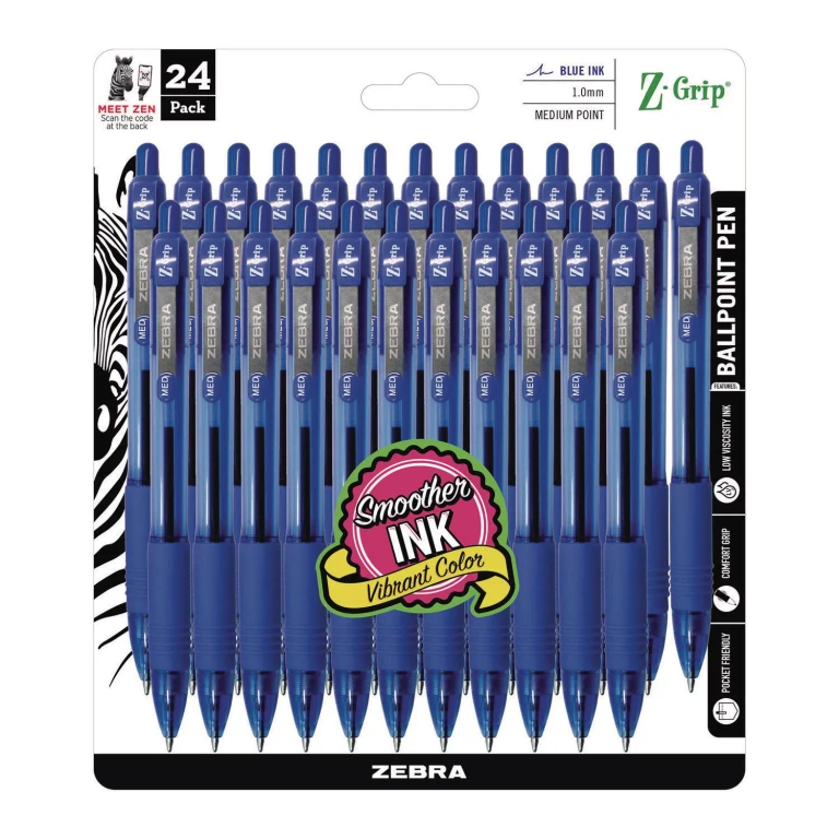 Z-Grip Retractable Ballpoint Pen, Blue and Medium - 24/Packs
