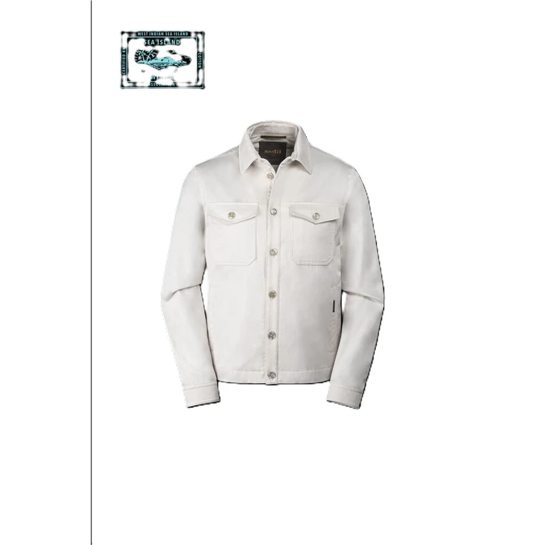 Men'S Cream Button-Up Jacket With Pockets
