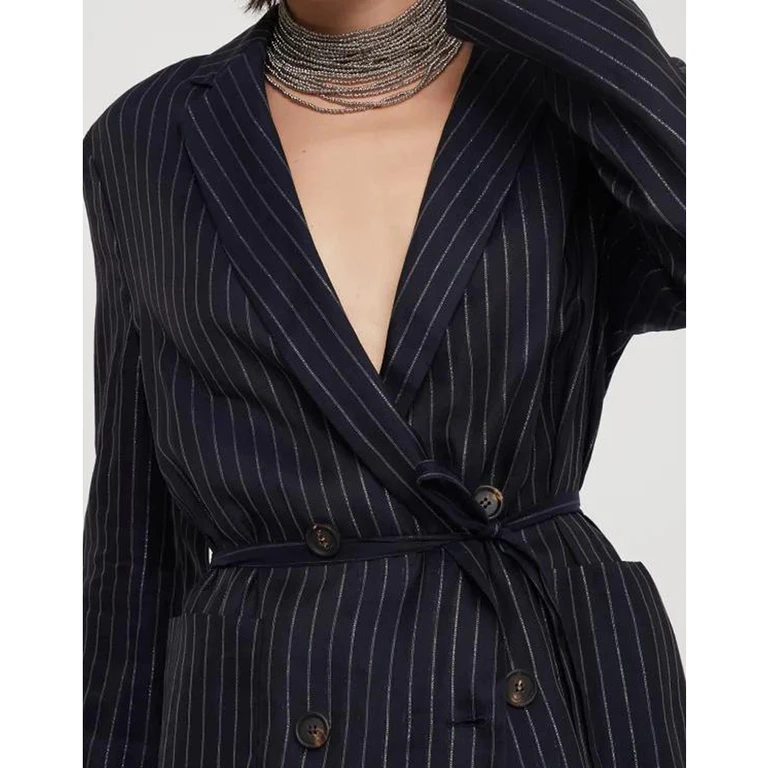 Blue Pinstripe Deconstructed Jacket