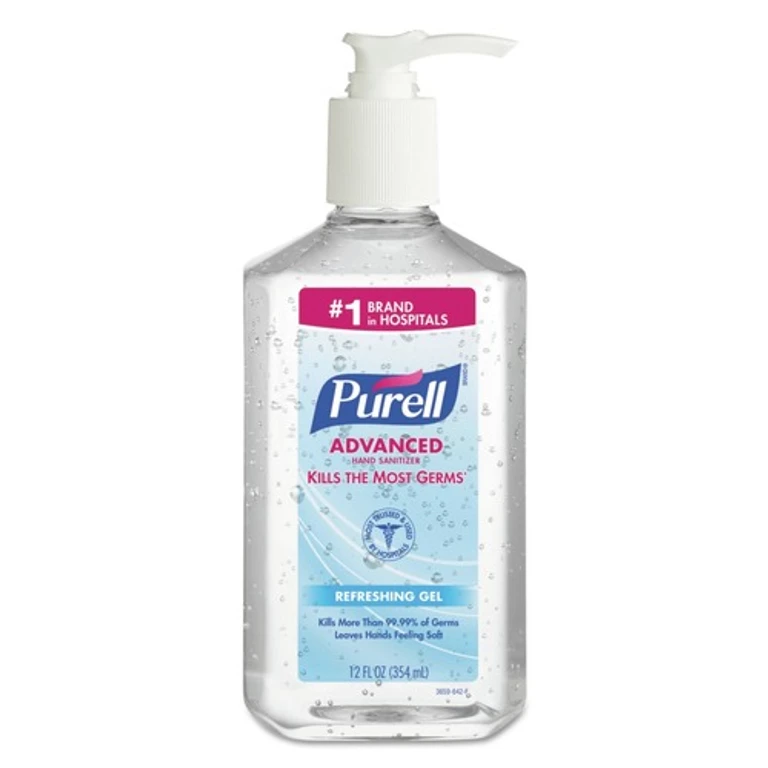 3659-12 12 oz. Pump Bottle Advanced Hand Sanitizer Refreshing Gel - Clean Scent