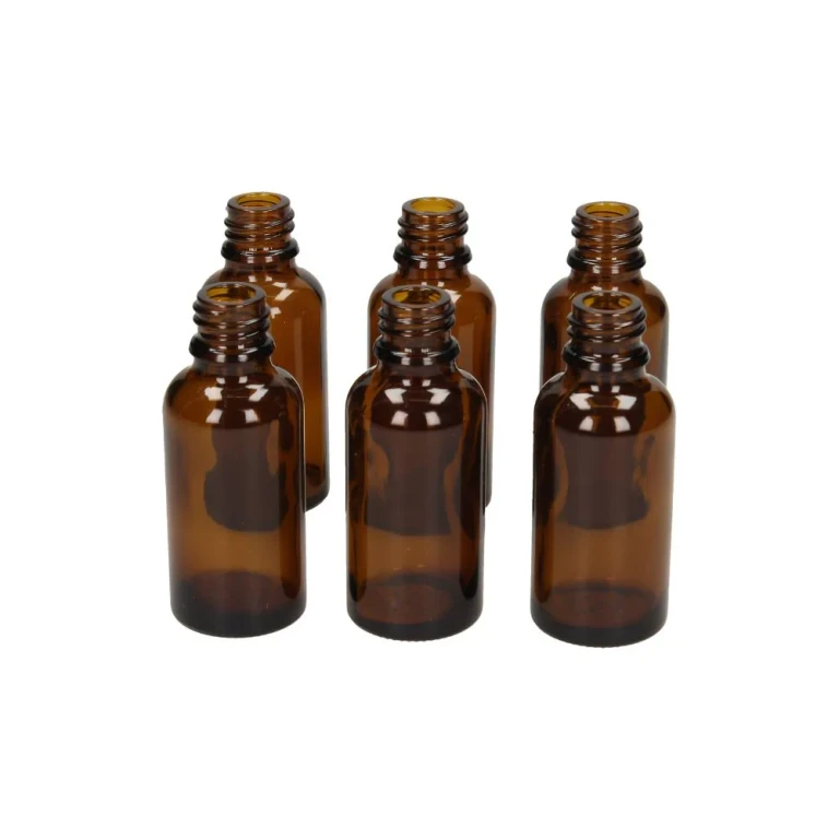 Set of 6 Brown Glass Empty Bottles (30ml)