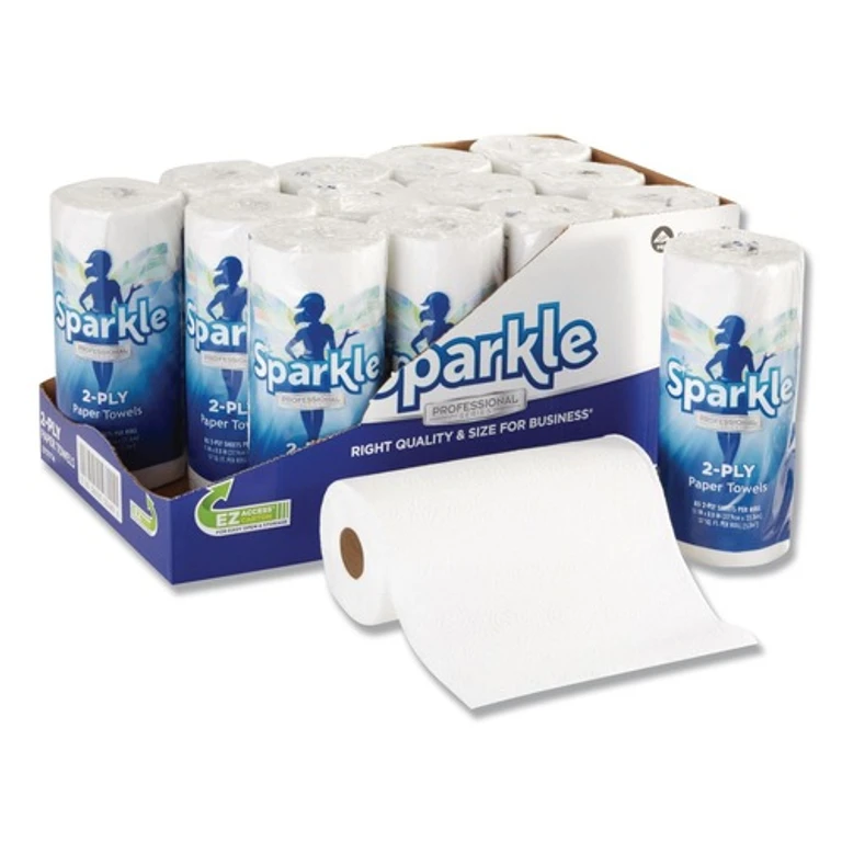 2717714 11 in. x 8.8 in. 2-Ply Sparkle Premium Perforated Paper Kitchen Towel Roll - White (15 Rolls/Carton)