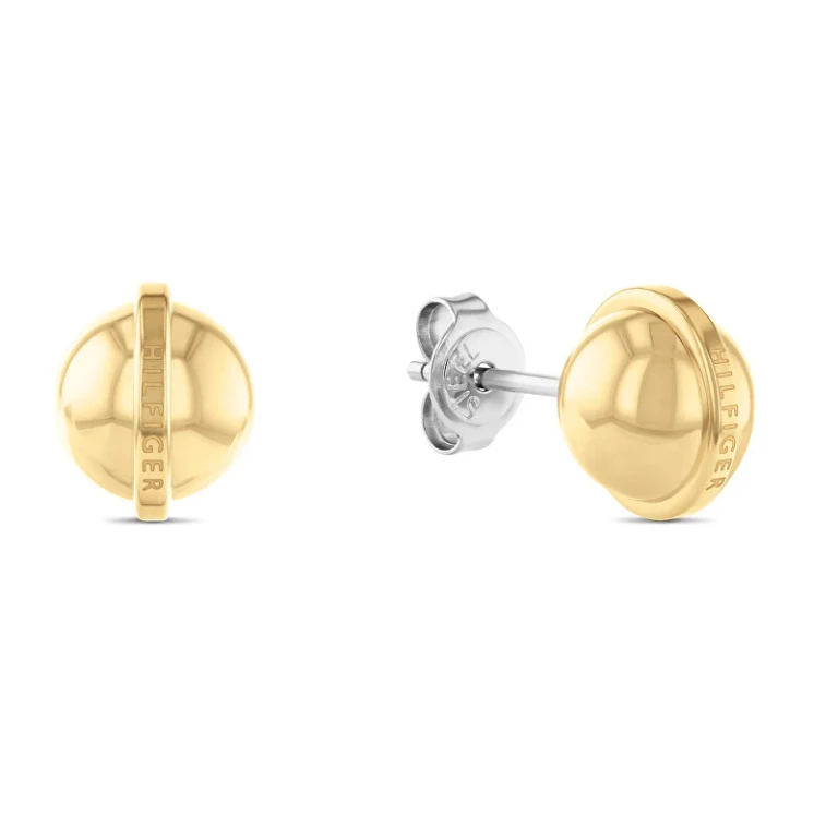 Gold-Plated Stud Earrings Matched with Metallic Orb 2780813