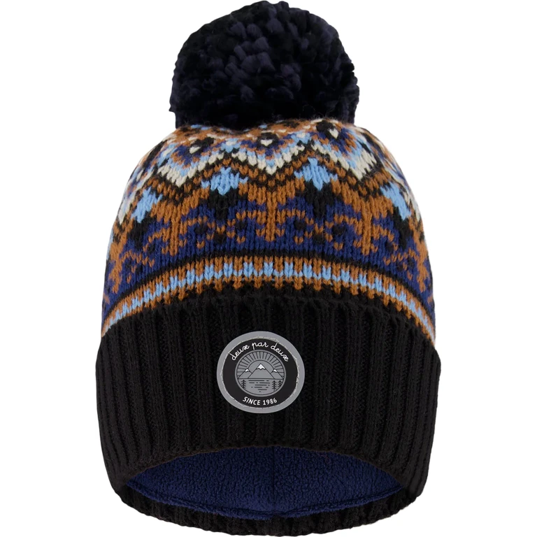 Taupe Lined Knit Winter Hat with Pompom - Little Boy