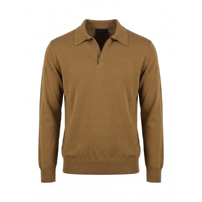 Ultra Fine Marineblau Virgin Wool Polo