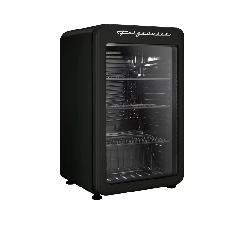 Retro Refrigerator, 3.3 Cu. Ft., Glass Door - Black:- Black