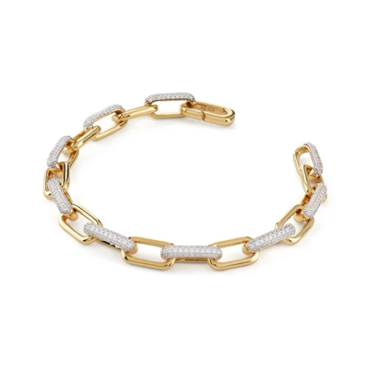 Distinctive Gold-Plated Bracelet with Cubic Zirconia Nuances Jsbb04534Jwyg - Length: 18.5 Cm