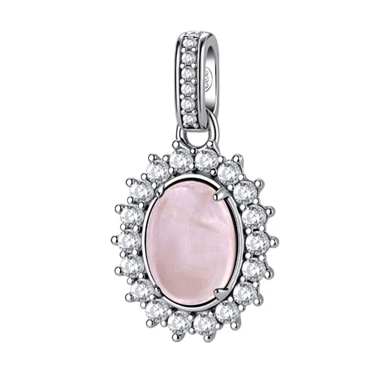 Charming Silver Pendant, Vibrant Pink Pattern Fvp121