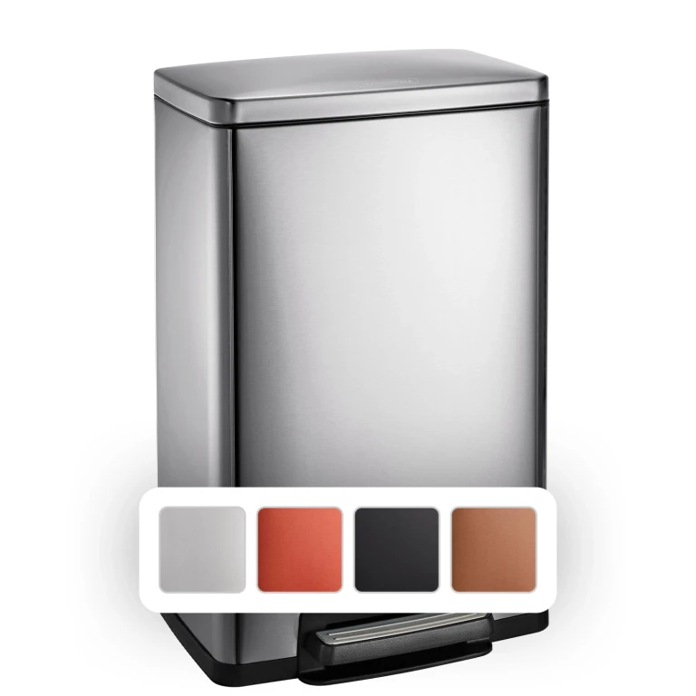 13 Gal Step Trash Can, Stainless Steel:- Stainless Steel
