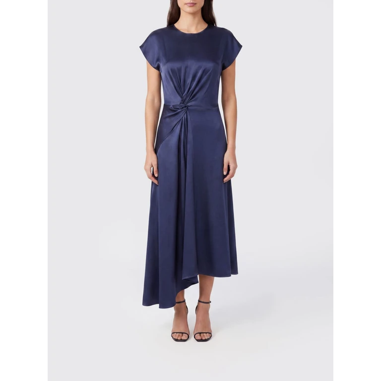 Asymmetric Satin Midi Dress with Short Sleeves (1226WDR007292C9808)