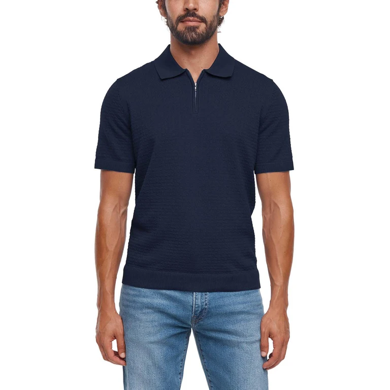 Zip Sweater Polo Blue S:- Blue, S
