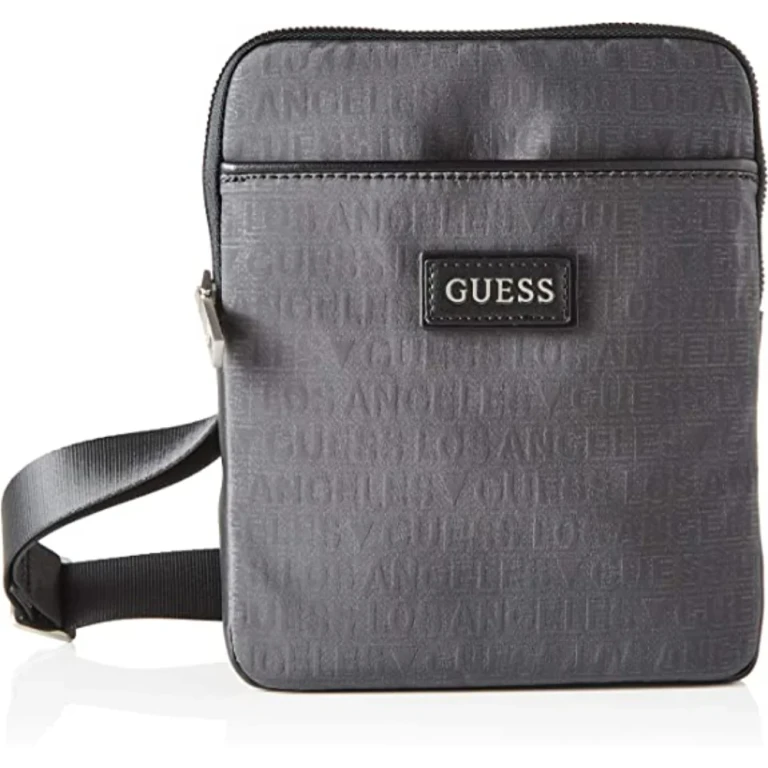 , Dan, Flat Top Zip, Fabric Shoulder Bag, Grey, 19 x 23 x 2.5 cm, Men's