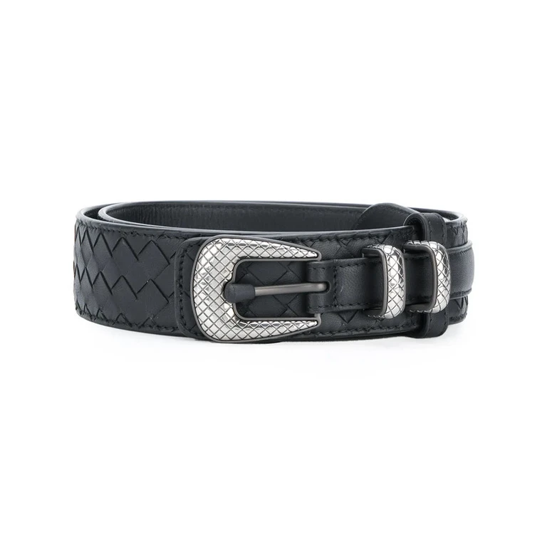 Nappa Intrecciato Leather Embossed Buckle Belt