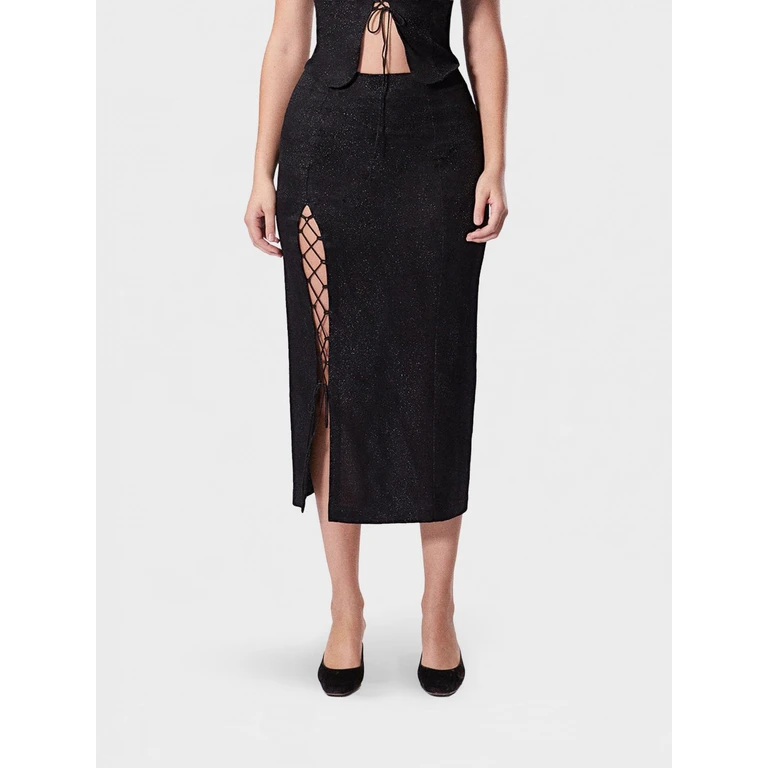 Glitter Cotton Blend Pencil Skirt (25EM2M0C0904796F991)