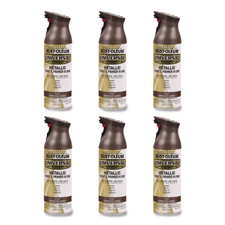 271472 Universal Premium Spray Paint, Flat Amber, 12 oz Aerosol Can, 6/Carton