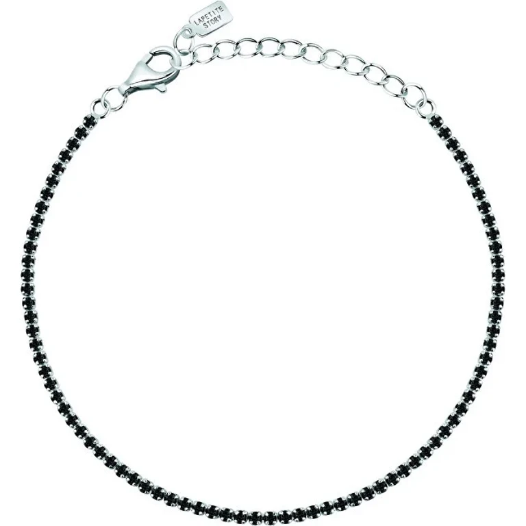 Silver Tennis Bracelet With Black Zirconia Silver Lps05Awv66