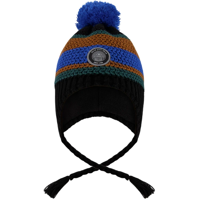 Black-Blue-Brown Lined Peruvian Knit Pompom Hat - Little Boy