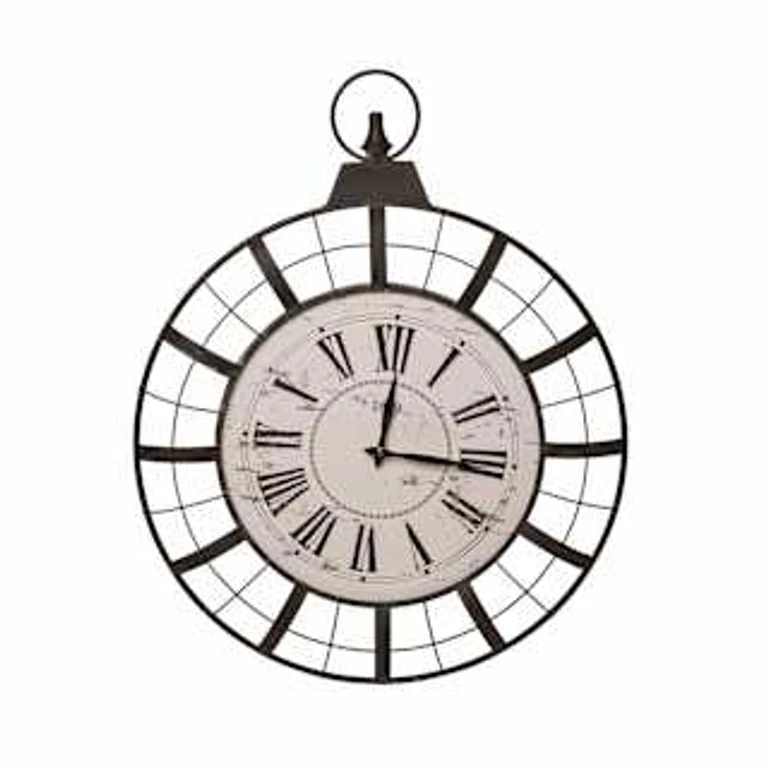 Black Metal Everyday Wall Clock Stylish Spring Design for Home and Office Decor
