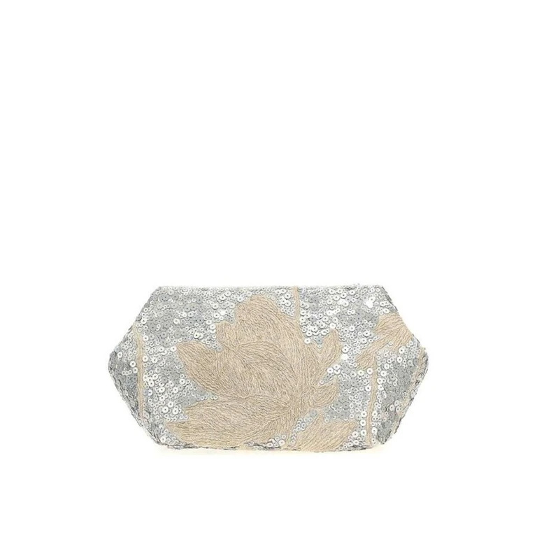 Womens Naturale Linen Embellished Clutch Bag