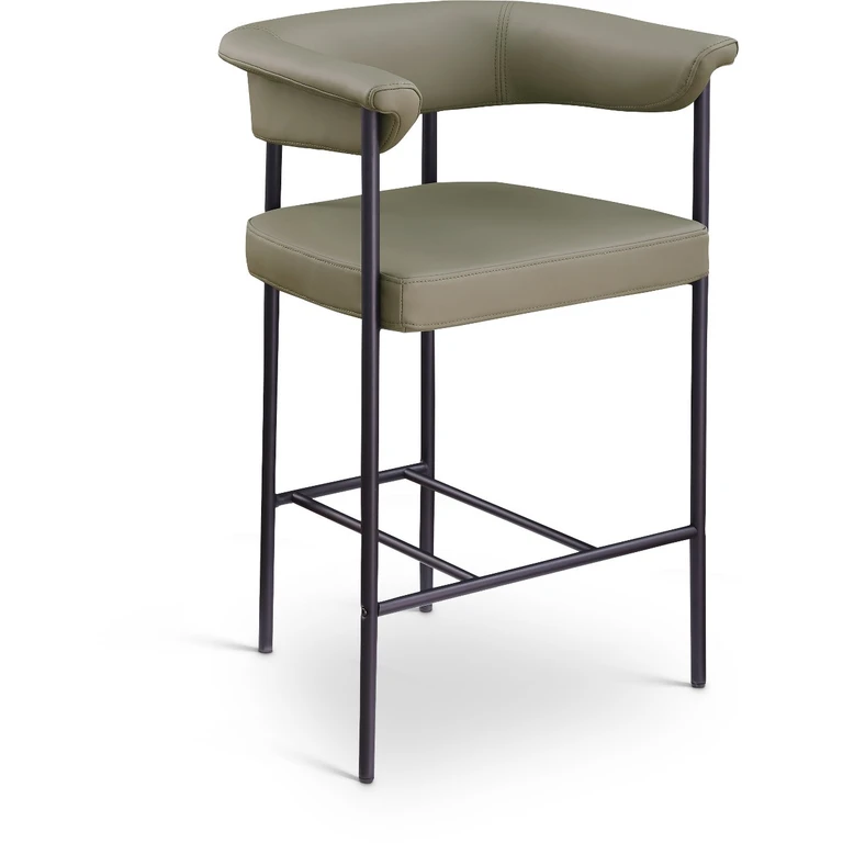 Malin Olive Vegan Leather Upholstered Counter Stool, Set of 2